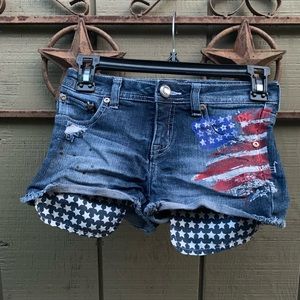 Justice Denim Shorts American Flag *Size 10 Girls*